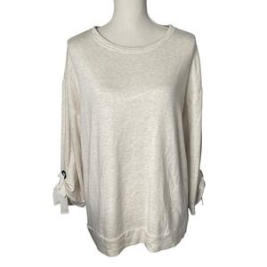 Simply Vera Wang Soft Long Sleeve Top Women's Size XL‎ Ivory Bow Sleeve NWT